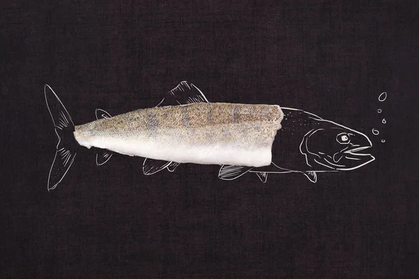 魚のフィレ スライス。シーフードの背景. — ストック写真