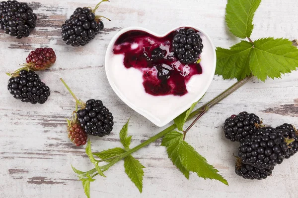 BlackBerry sağlıklı yoğurt — Stok fotoğraf