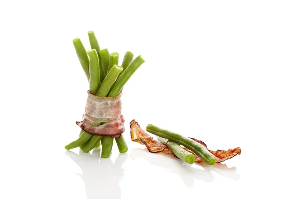 Gröna bönor med bacon — Stockfoto