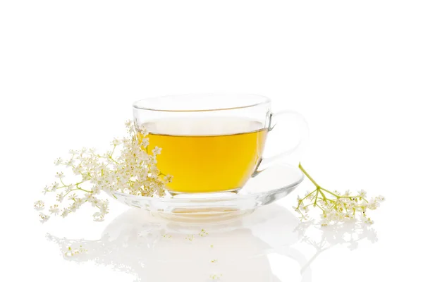 Gezonde geneeskunde ouderling bloem thee — Stockfoto