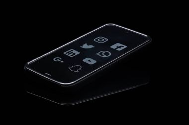 Sosyal ağ kutsal kişilerin resmi üstünde hareket eden telefon.