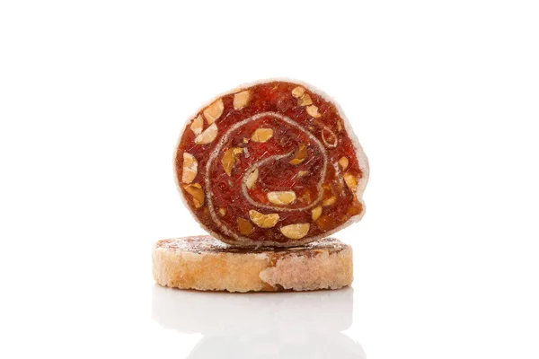 Zbliżenie Kandyzowane Krystalizowane Cukierki Imbirowe Kawałek Wykonane Imbiru Orzechów Arachidowych — Zdjęcie stockowe