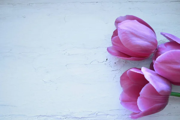 Buquê Flores Rosa Fundo Rústico Foco Seletivo Espaço Cópia — Fotografia de Stock