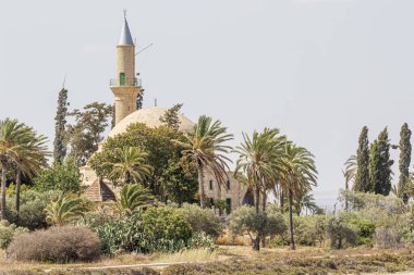 Kıbrıs 'ta tuz gölü yakınında Larnaka Hala Sultan Tekke