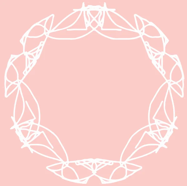 Vit cirkel prydnad design på rosa bakgrund — Stockfoto