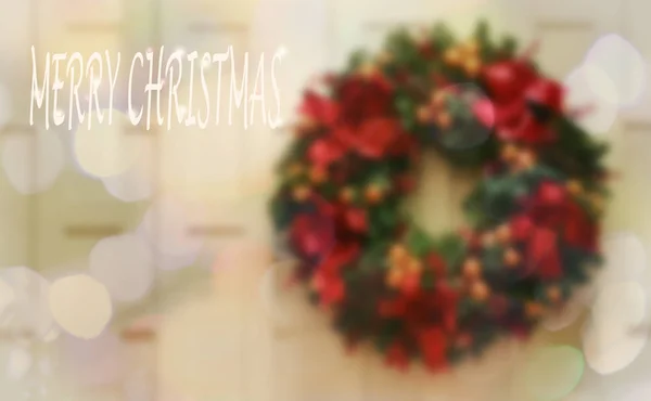 圣诞橄榄花环和散景背景 — 图库照片