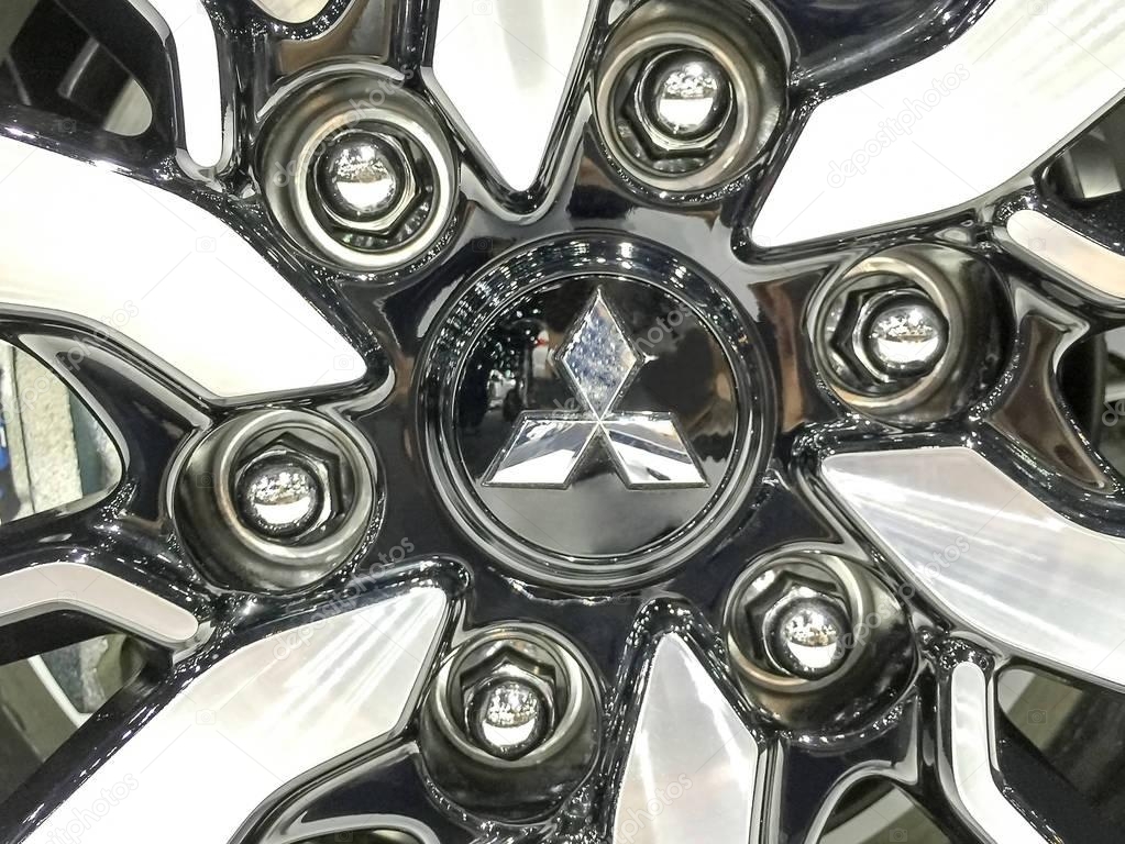 Bangkok - DEC. 1 : logo of Mitsubishi on wheel - in display at Thailand international motor expo 2016 on December 1, 2016 in Bangkok Thailand