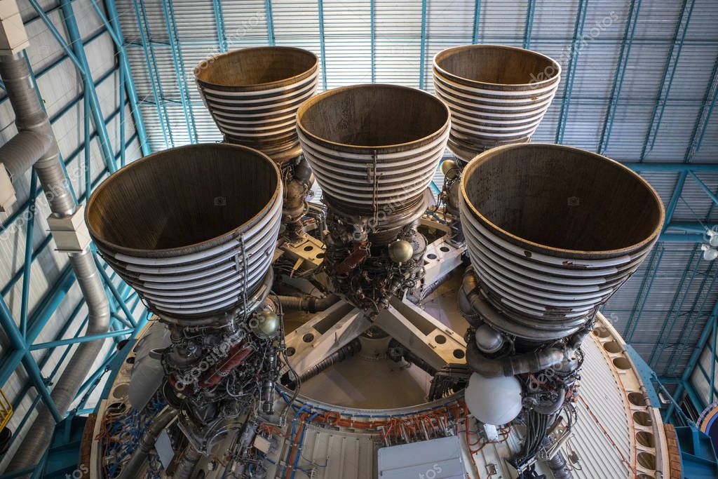 Cape Canaveral, Florida, USA - May 23, 2019: Jet engine in the center of space flight, NASA
