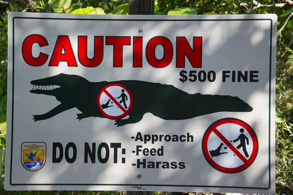 Varovným signálem - nebezpečí krokodýl — Stock fotografie