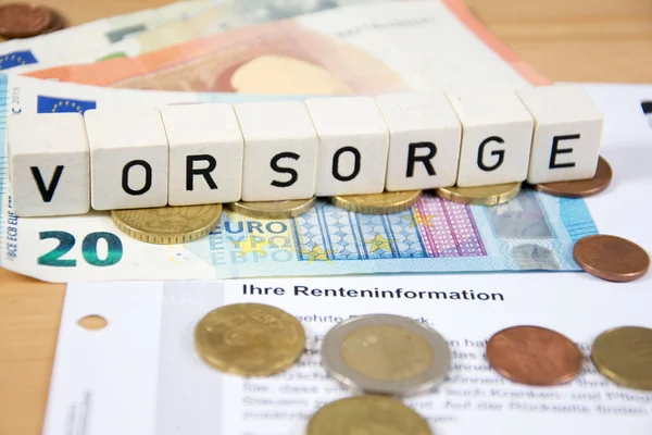 Vorsorge - the german word for financial precautions — Stock Photo, Image