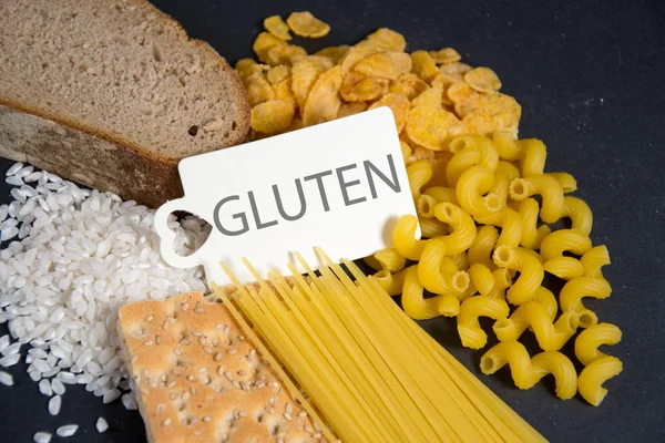 Brød, ris og pasta – stockfoto