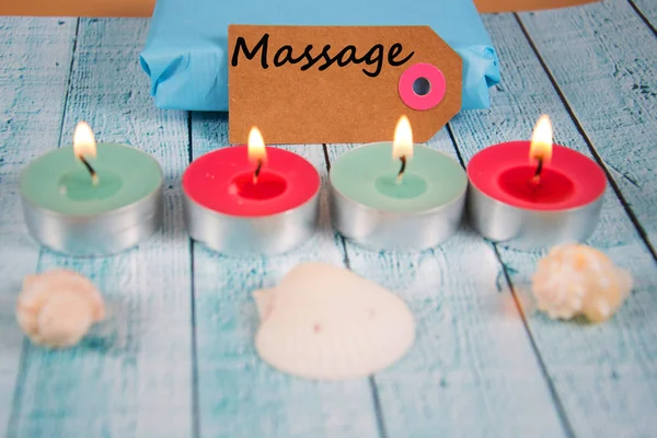 Massage written on a paper tag — Stock Photo, Image