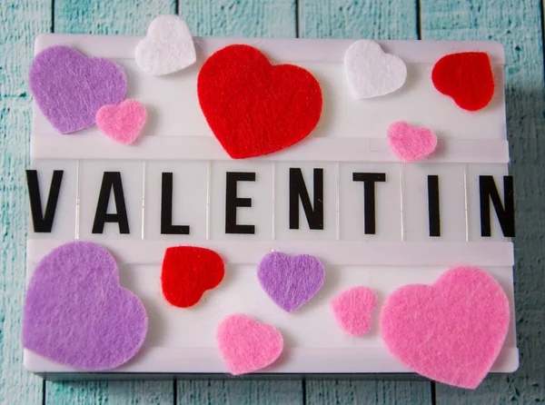 Valentine written on a lightbox — Stock Photo, Image