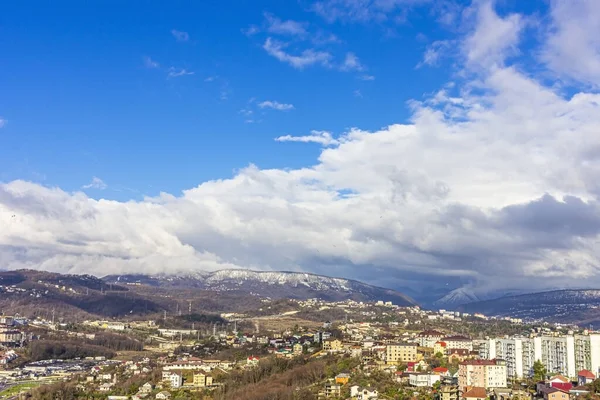 Panorama Della Catena Montuosa Vista Sulle Montagne Nel Cielo Nuvoloso — Foto Stock