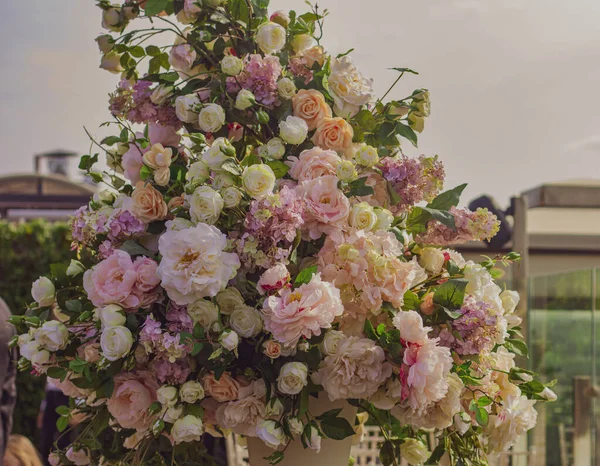 Свадебная Флористика Прекрасный Свадебный Букет Природные Цветы — стоковое фото