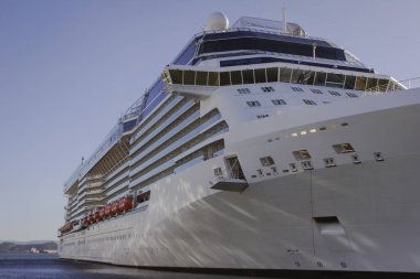 Suda büyük bir yolcu gemisi. Bağlı gemi.