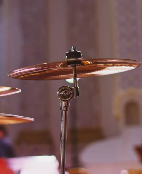 Percussion instrument. Percussion plate in a chamber concert hall. Drums