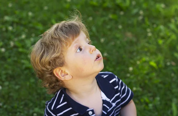 Netter Kleiner Junge Freien Ein Kind Spielt Auf Dem Hof — Stockfoto