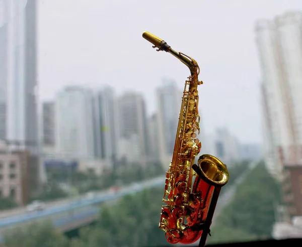 Sassofono Soprano Saxophone Strumento Musicale Fiato — Foto Stock