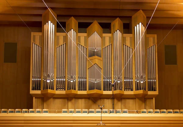 Organ pipes in a large concert hall . Musical instrument. Grand Concert Hall. Classical music