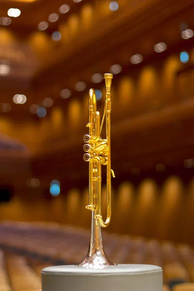 Trompeta Escenario Trompeta Una Gran Sala Conciertos Instrumento Viento Trompeta —  Fotos de Stock