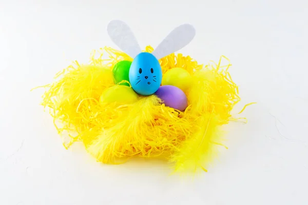 Easter Bunny Colored Egg Nest — Stock Photo, Image
