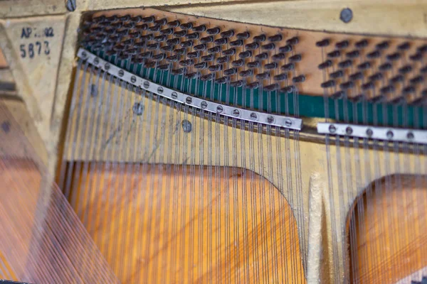 Strings Old Piano Closeup — Stock Photo, Image