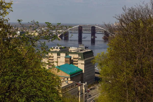 Вид Річку Дніпро Міст — стокове фото