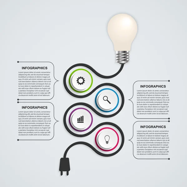 Modèle de conception infographique de technologie abstraite. Ampoule . — Image vectorielle