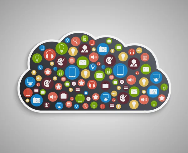 Cloud computing koncepce. Technologické zázemí. — Stockový vektor