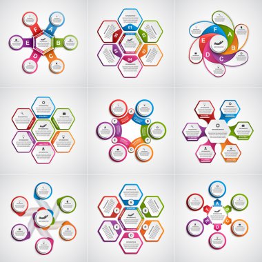 Renkli infographics büyük koleksiyonu. Tasarım öğeleri. İş sunumları veya bilgi başlığı için Infographics.