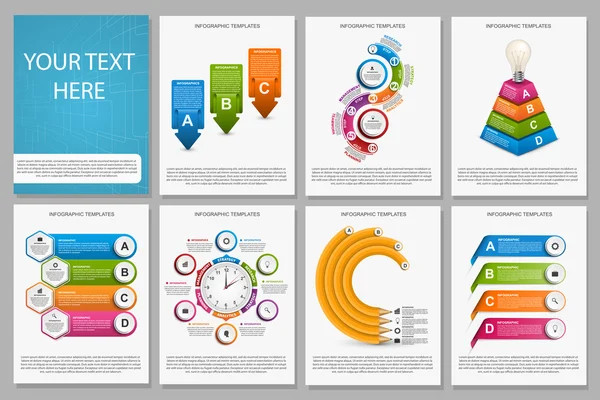 Renkli infographics büyük koleksiyonu. Tasarım öğeleri. İş sunumları veya bilgi başlığı için Infographics. — Stok Vektör