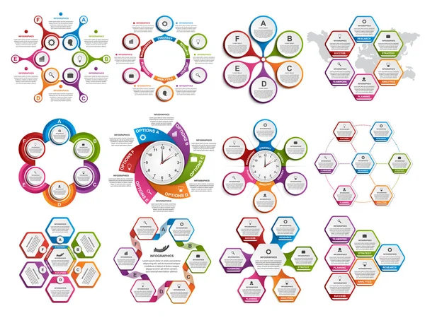 Infográficos de grande coleção. Elementos de design. Infográficos para apresentações de negócios ou banner de informações . — Vetor de Stock