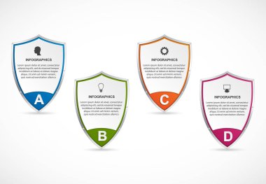 Infographic güvenlik kalkanı ile. İş sunumları veya bilgi başlığı için Infographics.