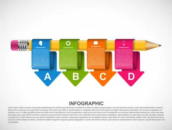 Plantilla de infografías educativas con flechas de colores . — Vector de stock