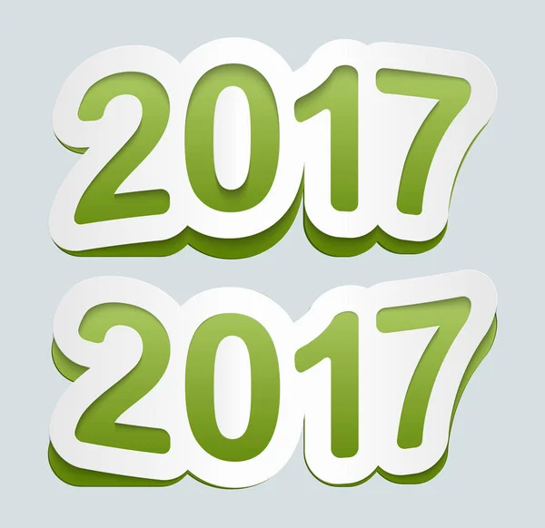 Feliz Ano Novo 2017 fundo. Ícone do vetor 2017. Sinal curvo de adesivos de papel . — Vetor de Stock