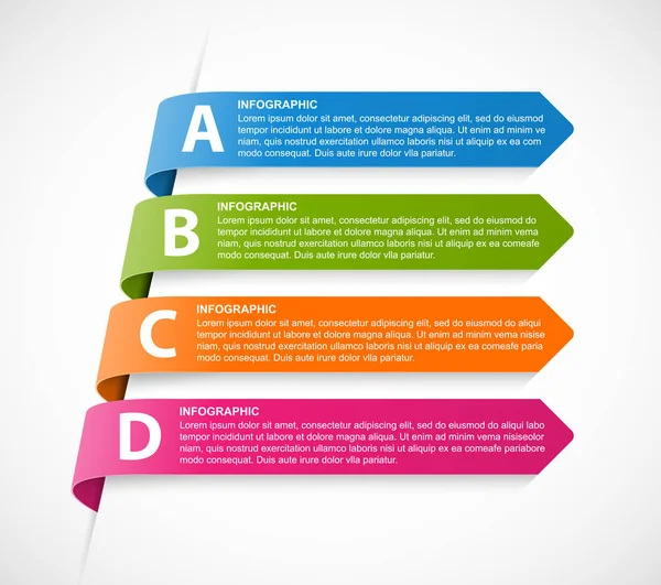 Modèle d'infographie pour les présentations professionnelles ou bannière d'information. Rubans multicolores . — Image vectorielle