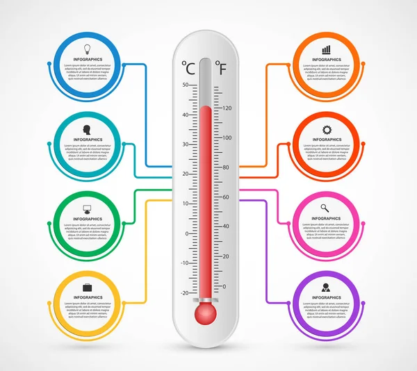 Modèle de conception de thermomètre d'infographie. Illustration vectorielle. — Image vectorielle