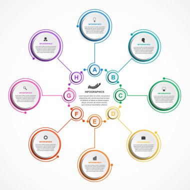 Soyut seçenekler bilgi grafikleri şablonu. İş sunumları veya bilgi afişi için bilgi grafikleri.
