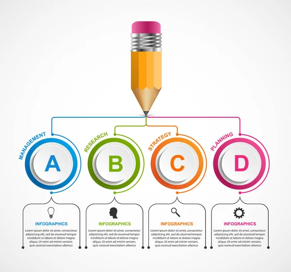 Plantilla de infografías educativas. Infografías para presentaciones de negocios o banner informativo . — Archivo Imágenes Vectoriales