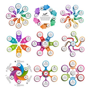 Koleksiyon bilgi grafikleri. Tasarım elemanları. İş sunumları veya bilgi afişi için bilgi grafikleri.