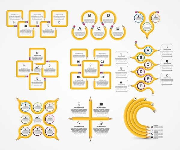 Plantilla de infografías de colección. Infografías para presentaciones de negocios o banner informativo . — Archivo Imágenes Vectoriales