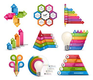 Koleksiyon bilgi grafikleri. Tasarım elemanları. İş sunumları veya bilgi afişi için bilgi grafikleri.