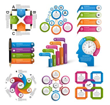 Koleksiyon bilgi grafikleri. Tasarım elemanları. İş sunumları veya bilgi afişi için bilgi grafikleri.