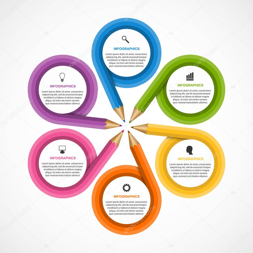 Infographics for business presentations or information banner. Pencils in a circle.