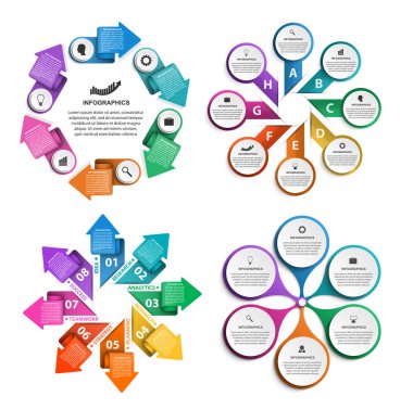 Koleksiyon bilgi grafikleri. Tasarım elemanları. İş sunumları veya bilgi afişi için bilgi grafikleri.