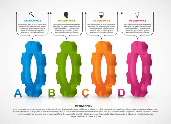 Infográfico de engrenagens abstratas. Elemento de design. Infográficos para apresentações de negócios ou banner de informações . — Vetor de Stock