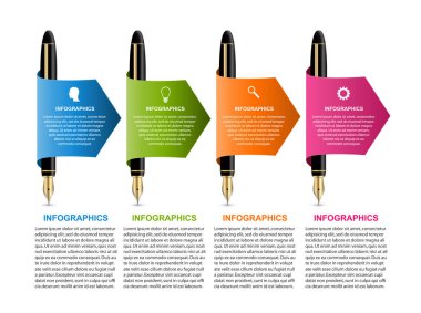 İş Infographic tasarım şablonu. Renkli mürekkep kalem. Vektör çizim.
