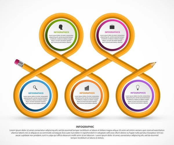 Infografiki szablon z ołówkiem. Infografiki prezentacji biznesowych lub baner informacji. — Wektor stockowy