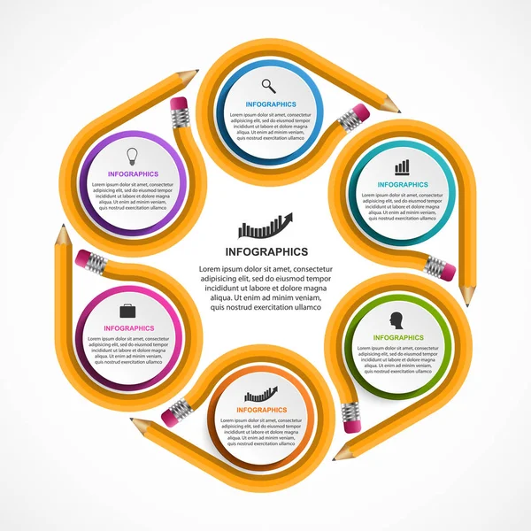 Modelo de Infográficos Educacionais. Infográficos para apresentações de negócios ou banner de informações . — Vetor de Stock